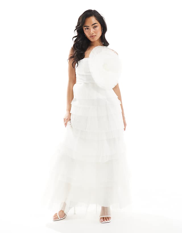 asos True Decadence Tulle corsage tiered maxi dress in white