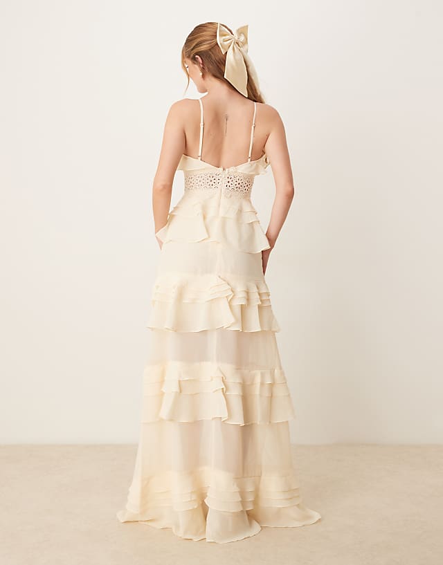Asos True Decadence V Neck Midi Dress In Soft Yellow