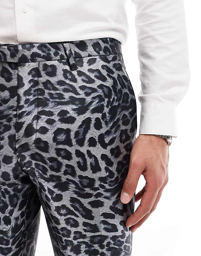 Asos Twisted Tailor Suit Trousers In Mono Leopard Co-ord