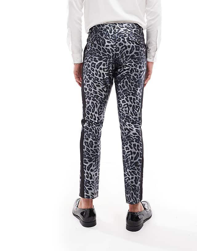 Asos Twisted Tailor Suit Trousers In Mono Leopard Co-ord