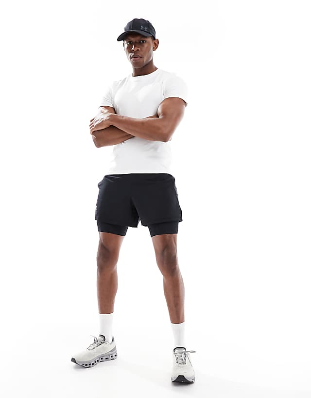 Asos Under Armour Launch 5 Inch 2-in-1 Shorts In Black