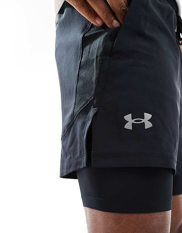 Asos Under Armour Launch 5 Inch 2-in-1 Shorts In Black
