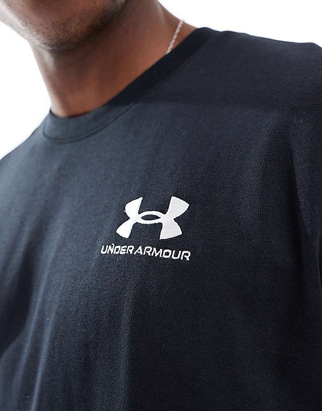 Asos Under Armour Logo Embroidered Heavyweight T-shirt In Black