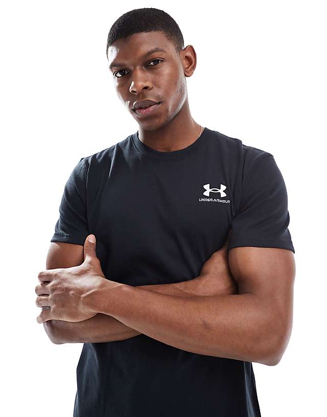 asos Under Armour logo embroidered heavyweight t-shirt in black