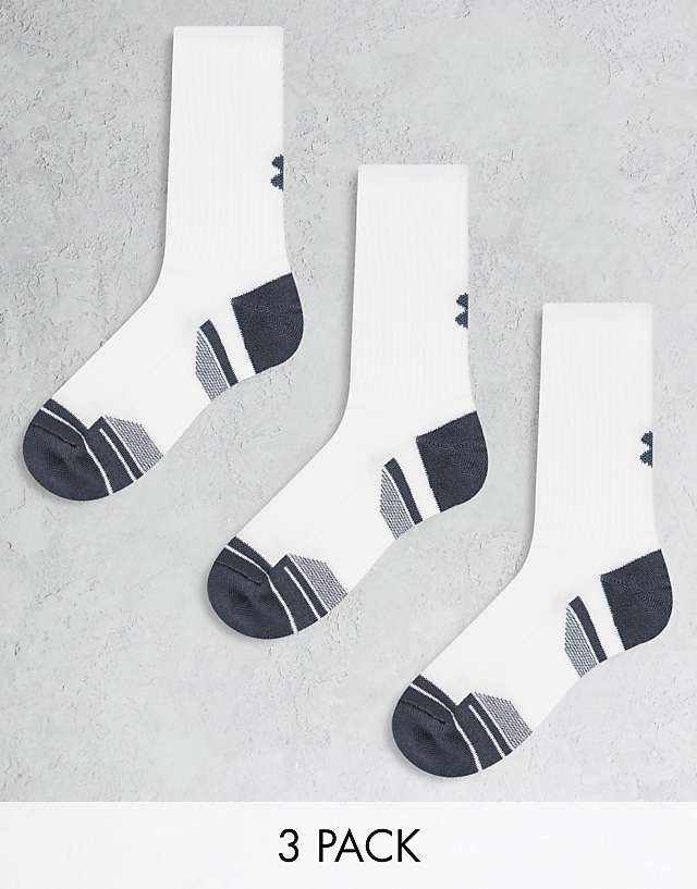 asos Under Armour Performance 3 pack crew socks in white