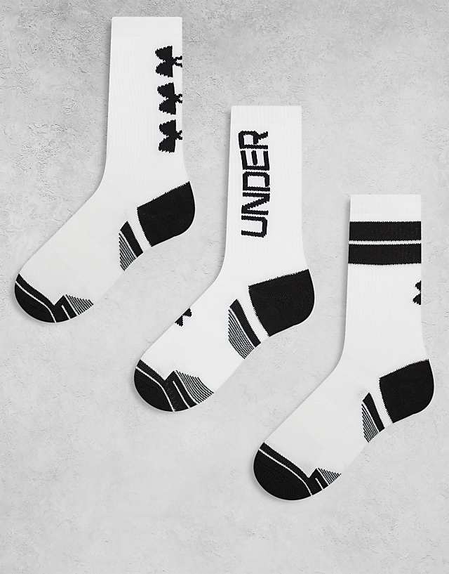 asos Under Armour Performance Tech 3 pack crew socks in white