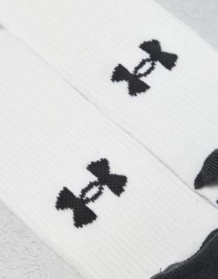 Asos Under Armour Performance Tech 3 Pack Crew Socks In White And Grey