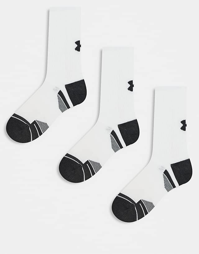asos Under Armour Performance Tech 3 pack crew socks in white and grey