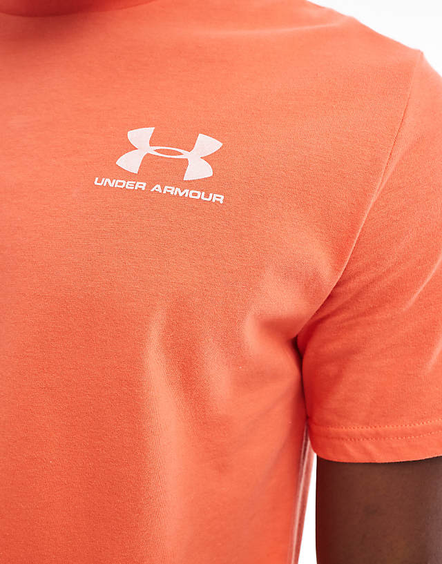Asos Under Armour Sportstyle Left Chest Logo T-shirt In Orange