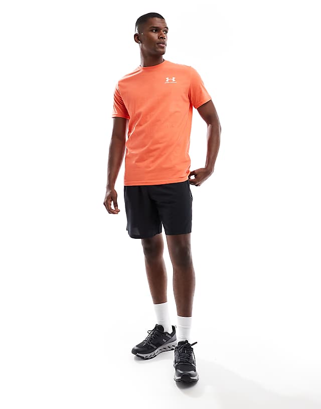 Asos Under Armour Sportstyle Left Chest Logo T-shirt In Orange