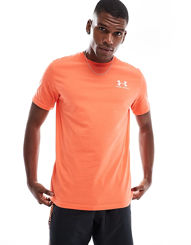 asos Under Armour Sportstyle left chest logo t-shirt in orange