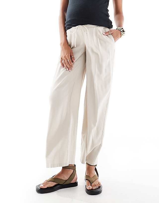 Asos Vero Moda Maternity Linen Blend Wide Leg Trousers In Cream