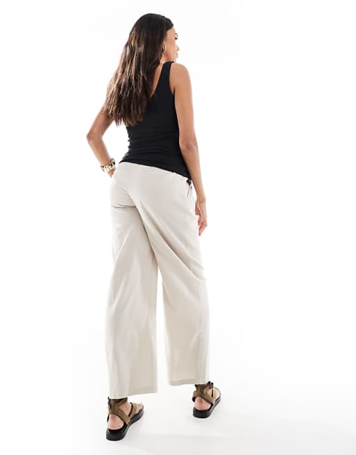 Asos Vero Moda Maternity Linen Blend Wide Leg Trousers In Cream