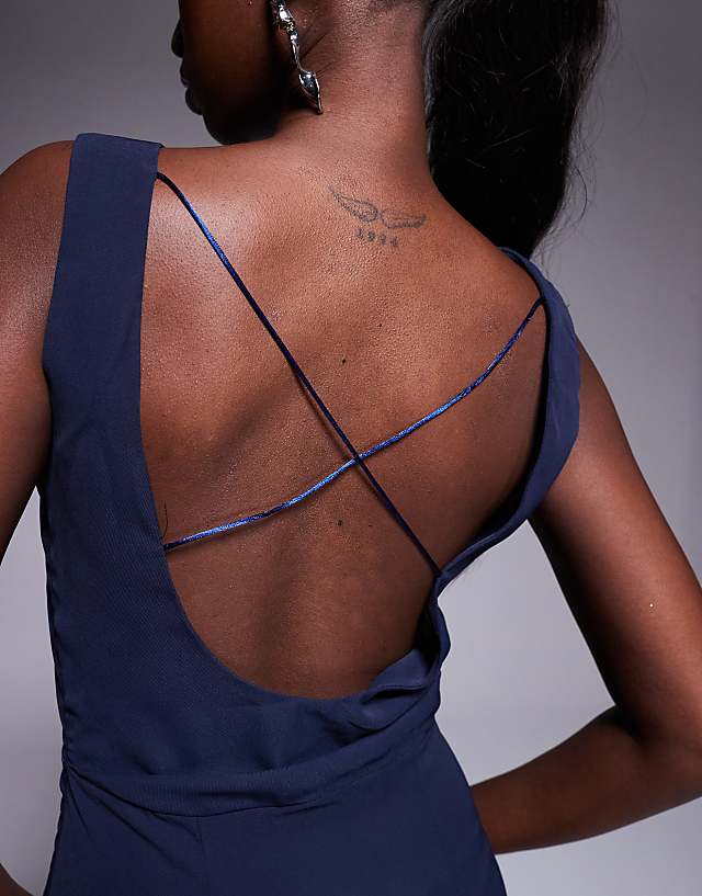 Asos Vesper High Neck Sleeveless Maxi Dress In Navy