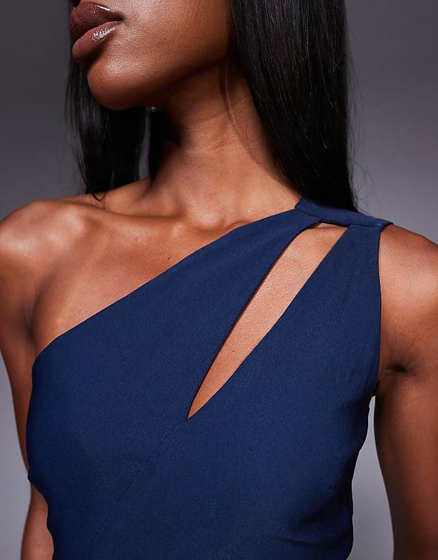 Asos Vesper One Shoulder Cut Out Maxi Dress In Navy
