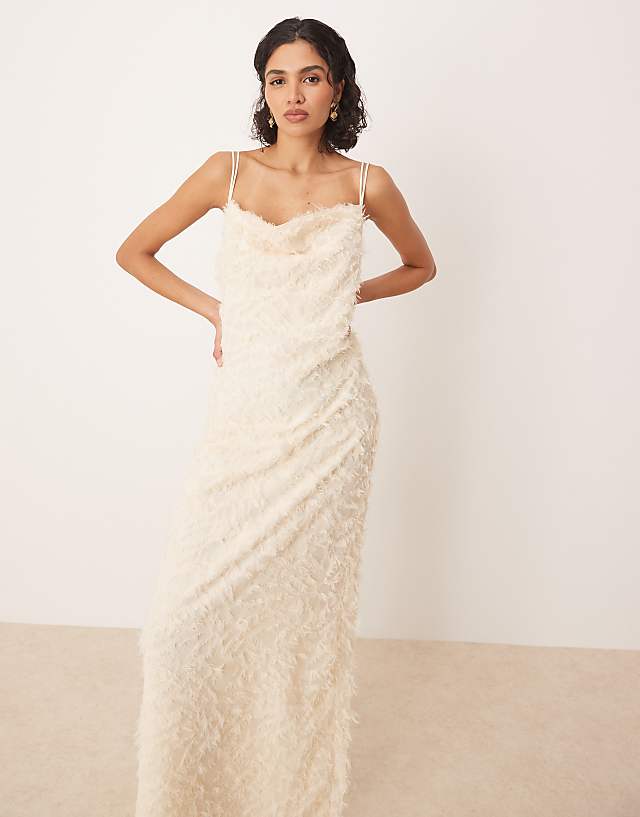 asos Vila cowl neck textured cami maxi dress in cream