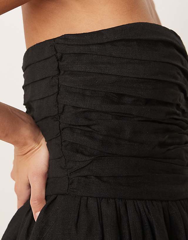 Asos VRG GRL Saint Malo Tube Linen Mini Dress In Black