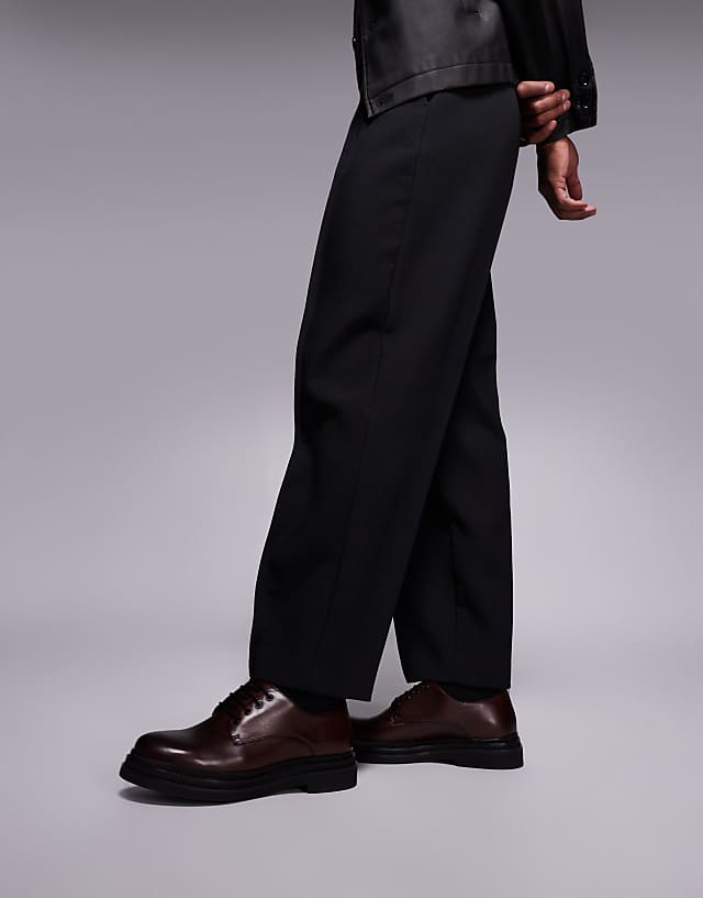 Asos Walk London Brooklyn Derby Shoe In Brown Leather