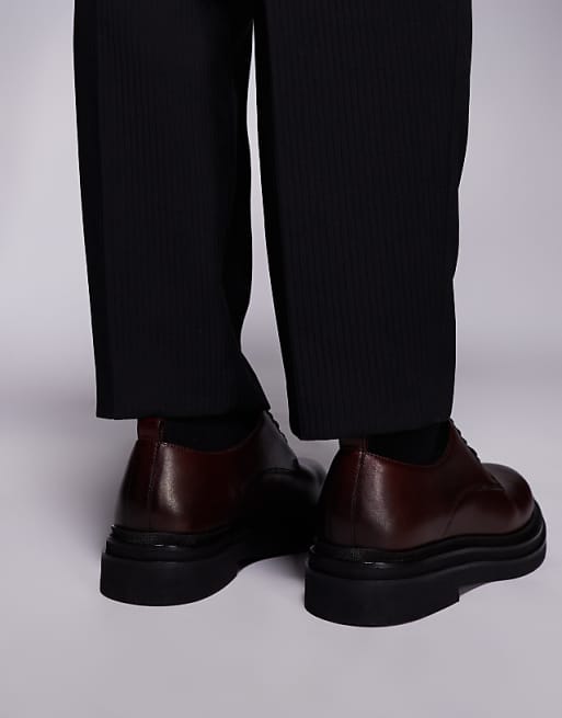 Asos Walk London Brooklyn Derby Shoe In Brown Leather