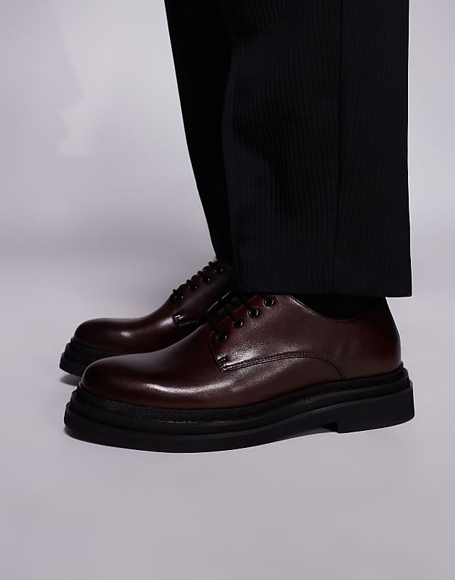 asos Walk London Brooklyn derby shoe in brown leather