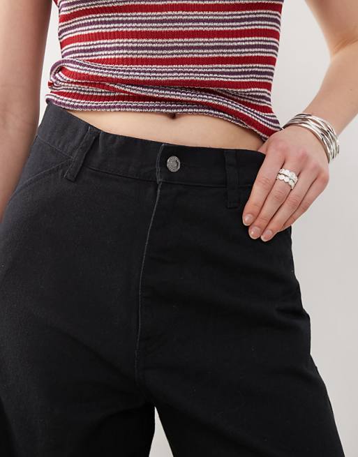 Asos Weekday Astro Unisex Linen Blend Trousers In Black