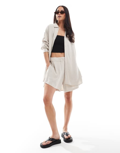 Asos Weekday Perfect Co-ord Linen Mix Shirt And Shorts