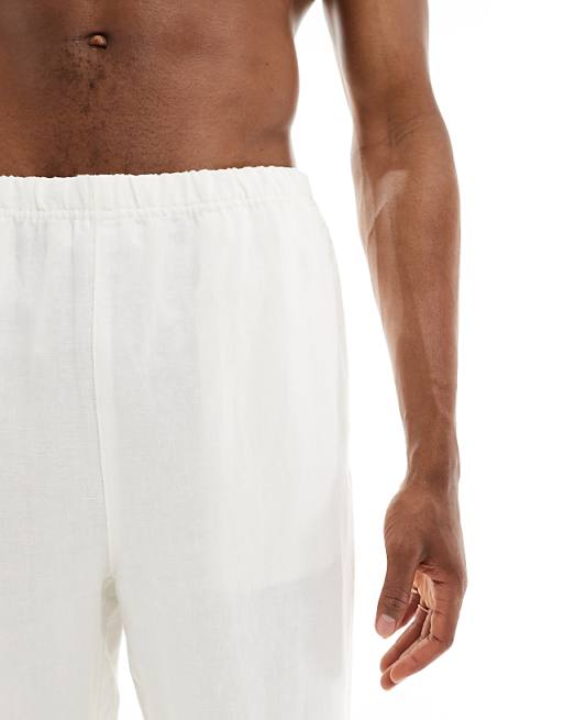 Asos Weekday Seth Linen Blend Trousers In Off-white