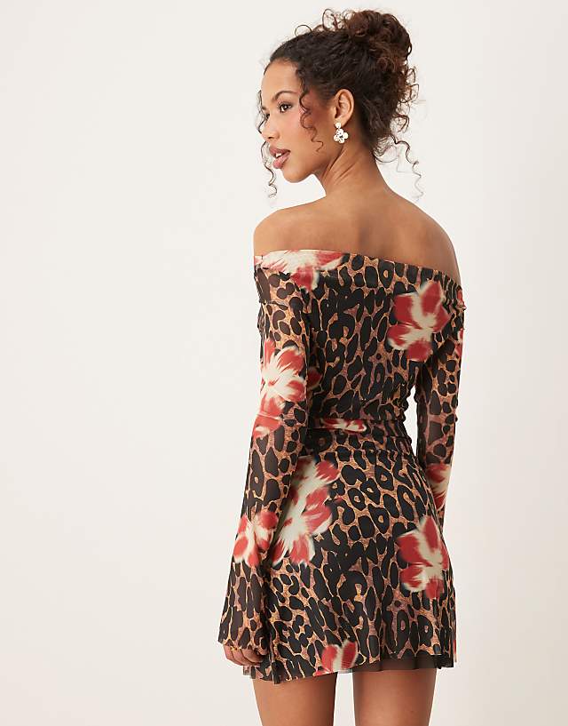 Asos Wild Lovers Oasis Mini Beach Dress In Leopard Floral