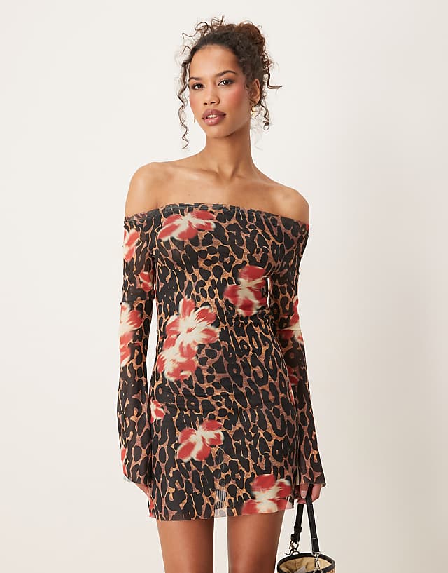 asos Wild Lovers Oasis mini beach dress in leopard floral