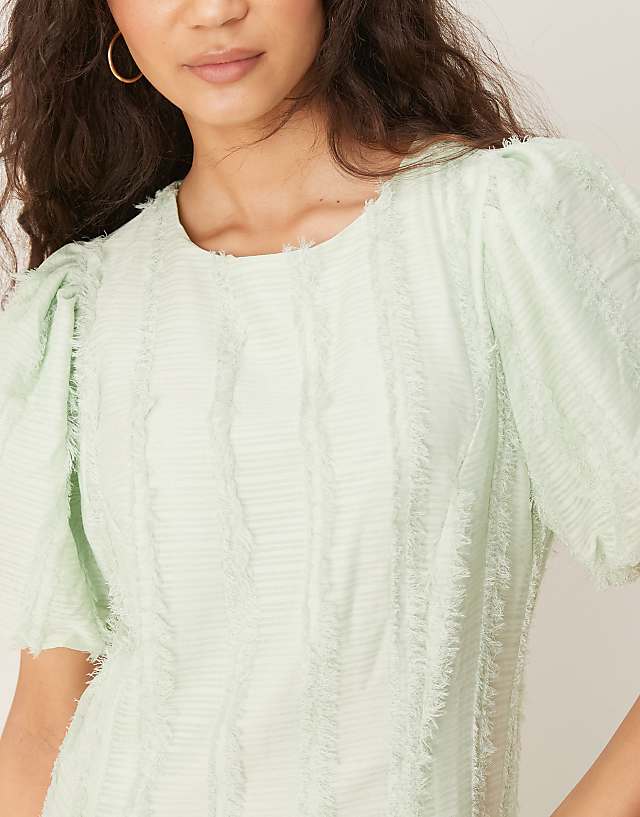 Asos YAS Textured Puff Sleeve Maxi Dress In Mint Green