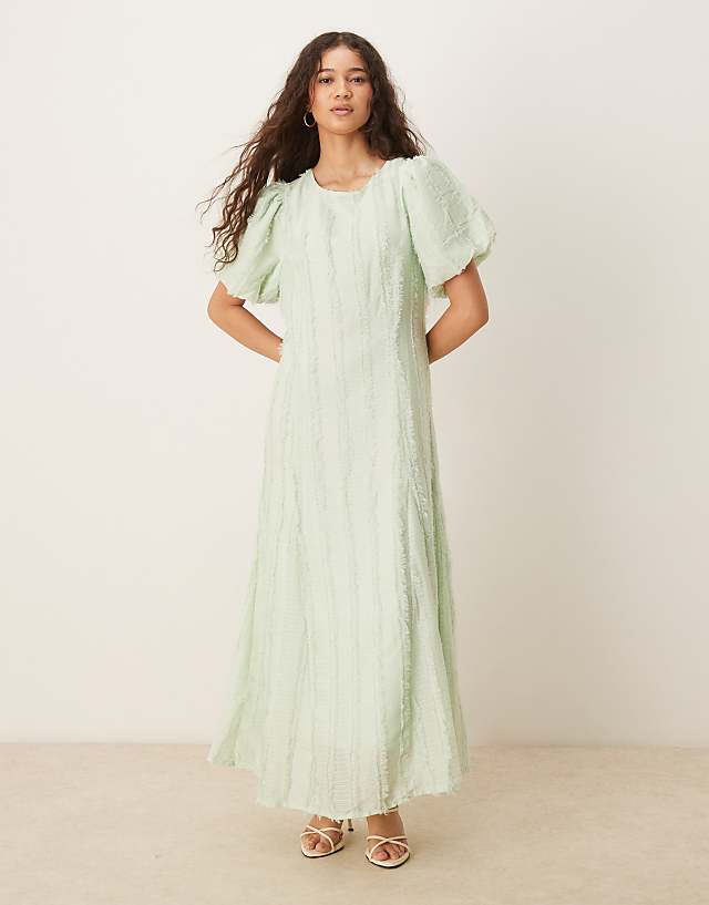 asos YAS textured puff sleeve maxi dress in mint green