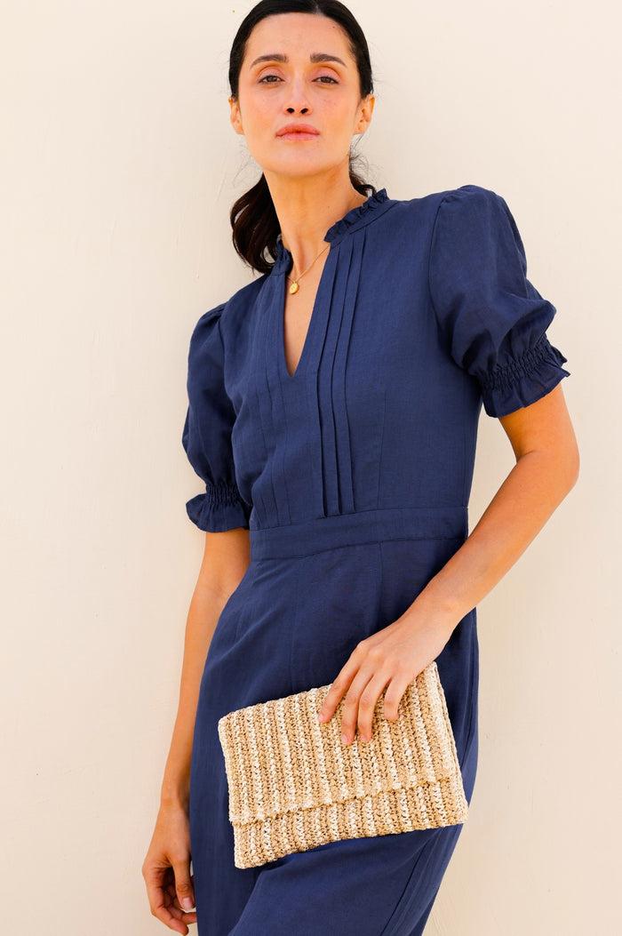 Aspiga Amalfi Raffia Stripe Clutch