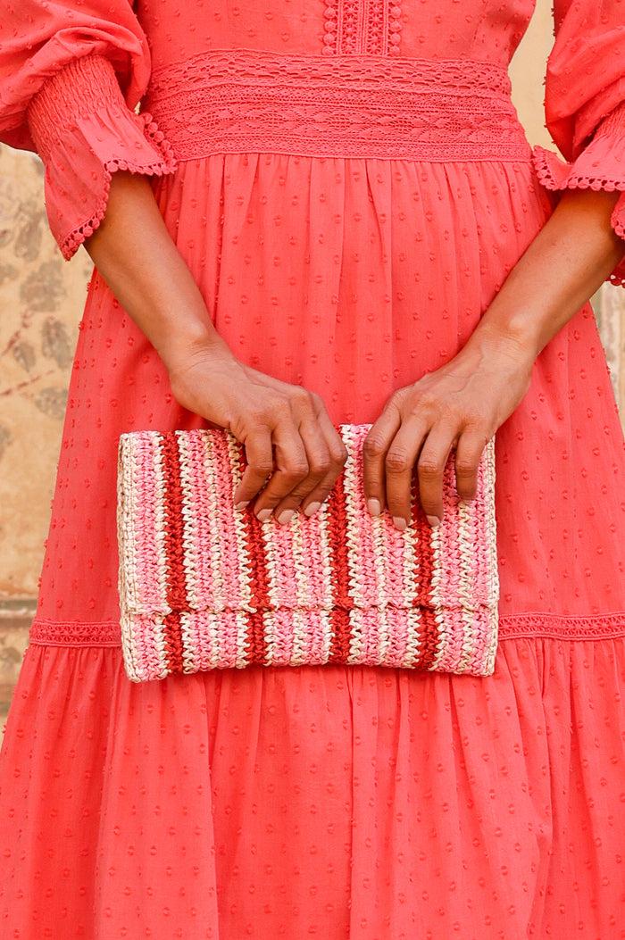 Aspiga Amalfi Raffia Stripe Clutch