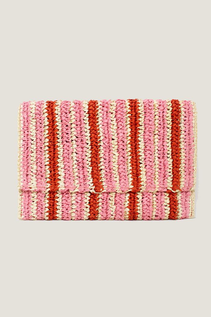 aspiga Amalfi Raffia Stripe Clutch