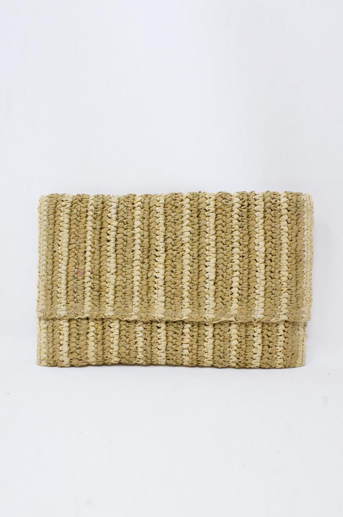 aspiga Amalfi Raffia Stripe Clutch