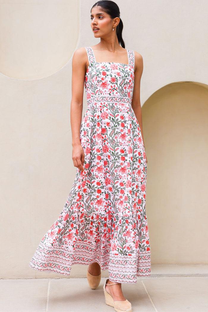 aspiga Aurelia Organic Cotton Block Print Dress