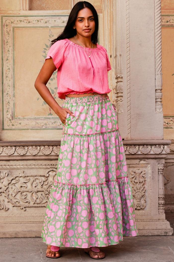 Aspiga Becks Organic Cotton Block Print Skirt