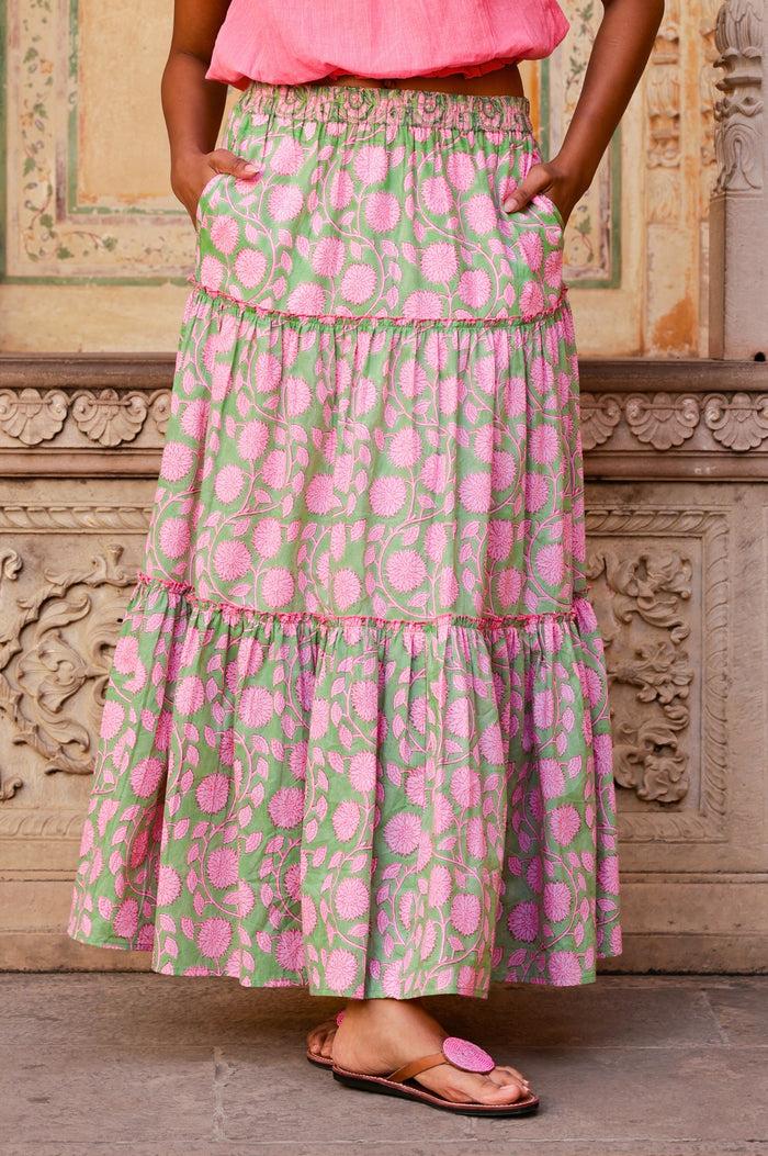 aspiga Becks Organic Cotton Block Print Skirt