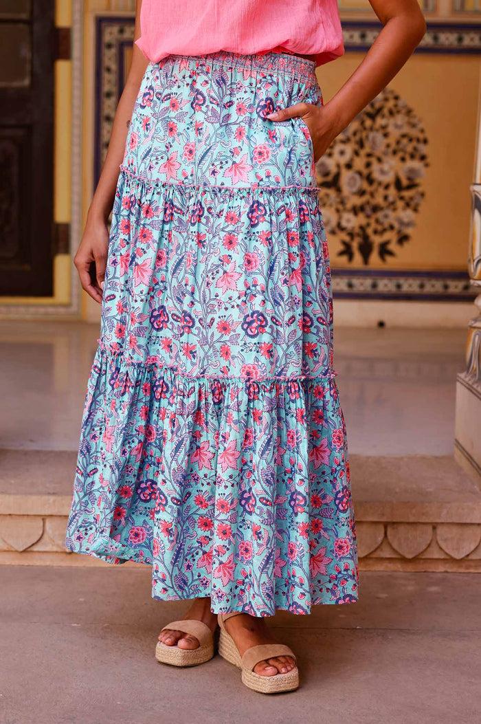 aspiga Becks Organic Cotton Block Print Skirt