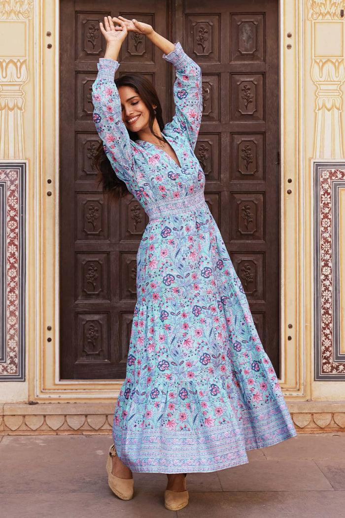 Aspiga Billie Organic Cotton Block Print Dress