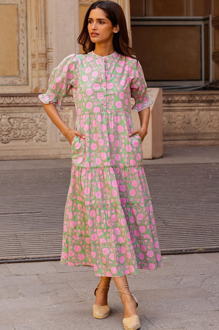 aspiga Cordelia Organic Cotton Block Print Dress