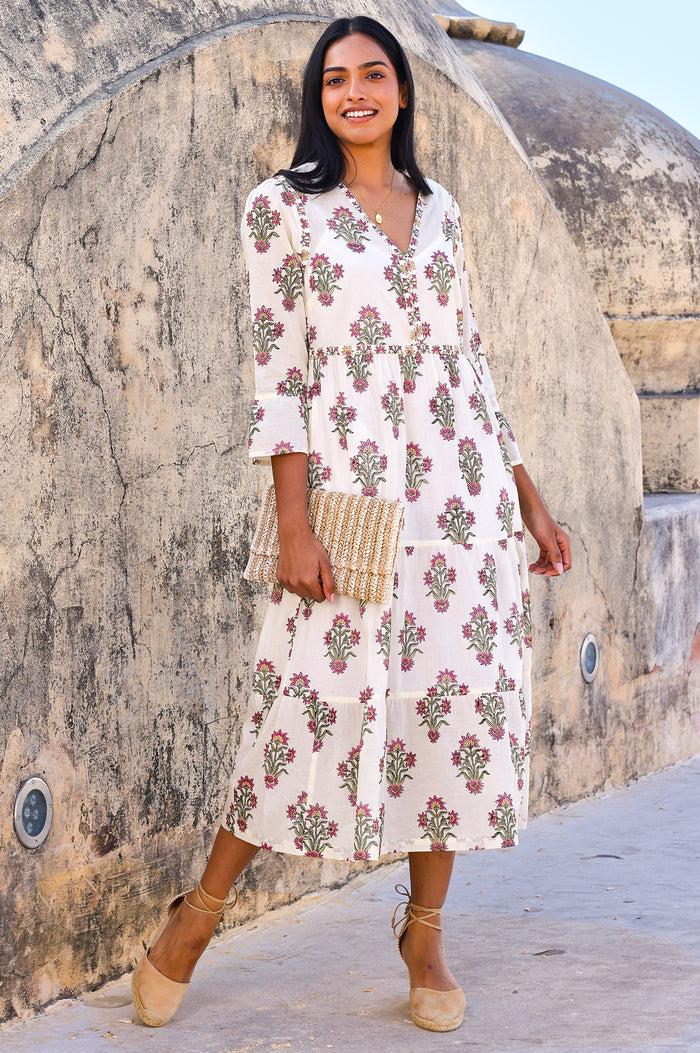 aspiga Hayden Organic Cotton Block Print Dress