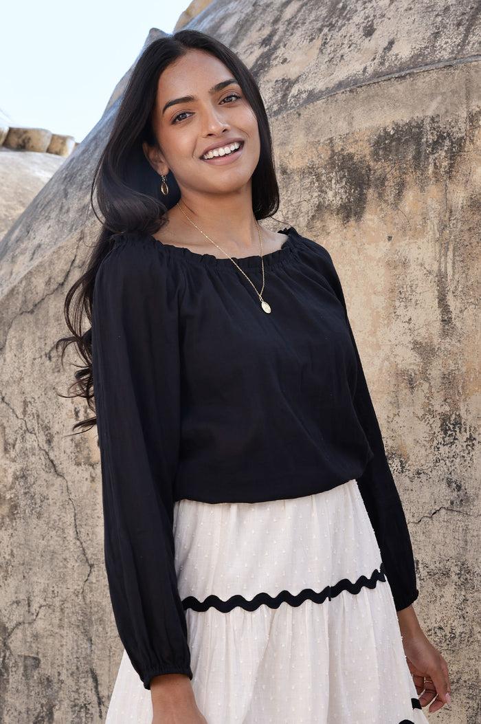 aspiga Ilana Long Sleeve Frill Gauze Top