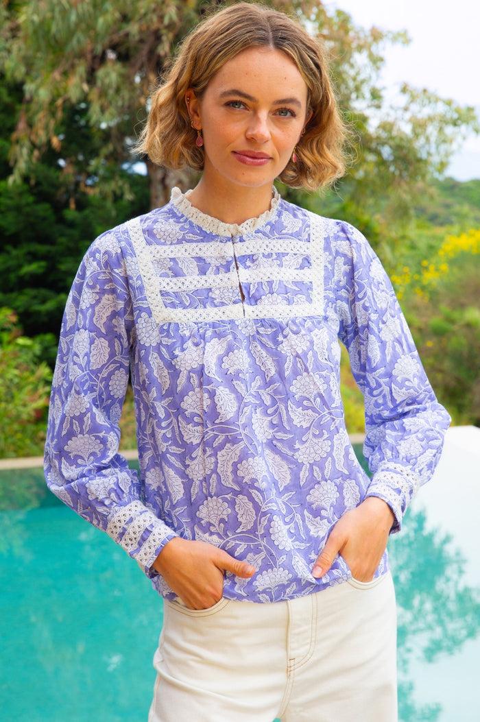 Aspiga Margot Organic Cotton Block Print Blouse