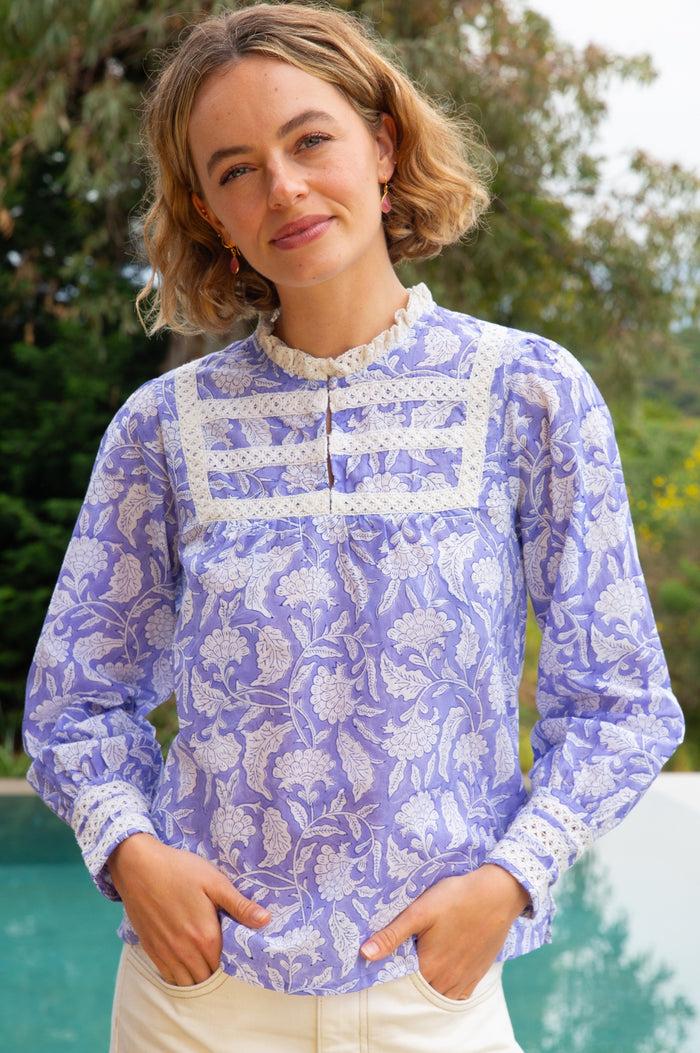 aspiga Margot Organic Cotton Block Print Blouse