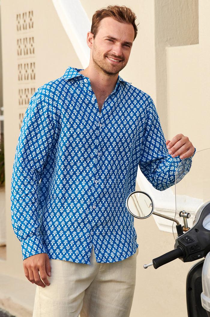 aspiga Men's Printed Linen Shirt