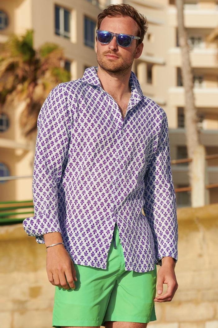 aspiga Men's Printed Linen Shirt