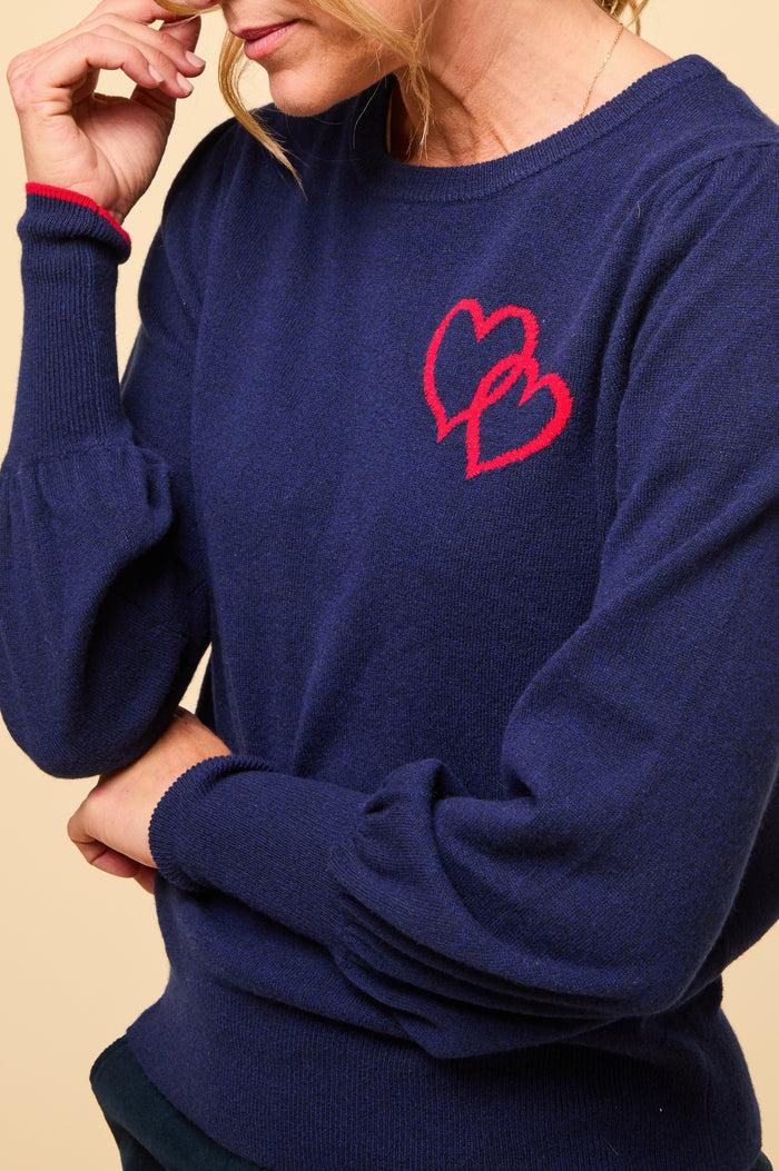 Aspiga Merino Wool Hearts Crew Neck Jumper