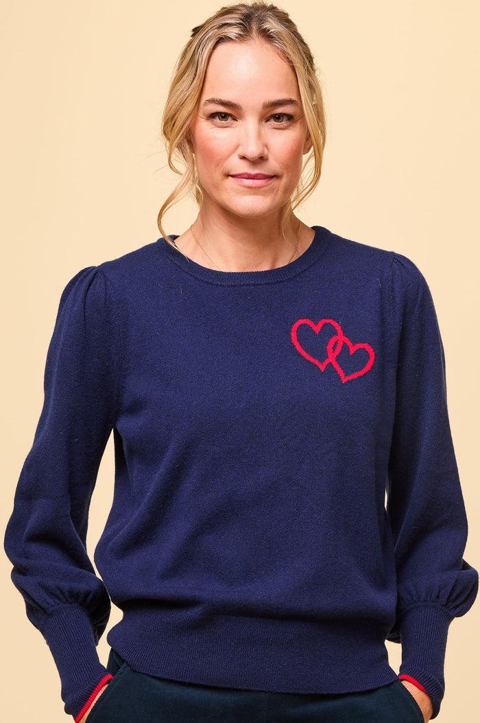 aspiga Merino Wool Hearts Crew Neck Jumper