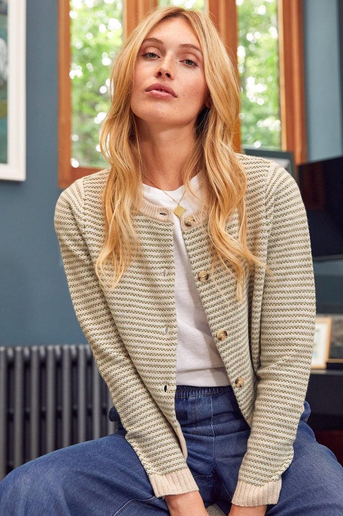 aspiga Merino Wool Jacquard Brittany Cardigan